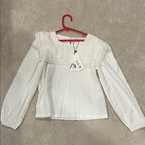 Zara Kids White Long Sleeve Blouse